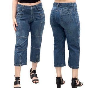 Bandolino Vintage Y2K Mid-Rise Seamed Zip Detail Capri Denim Jeans Women's Sz 6